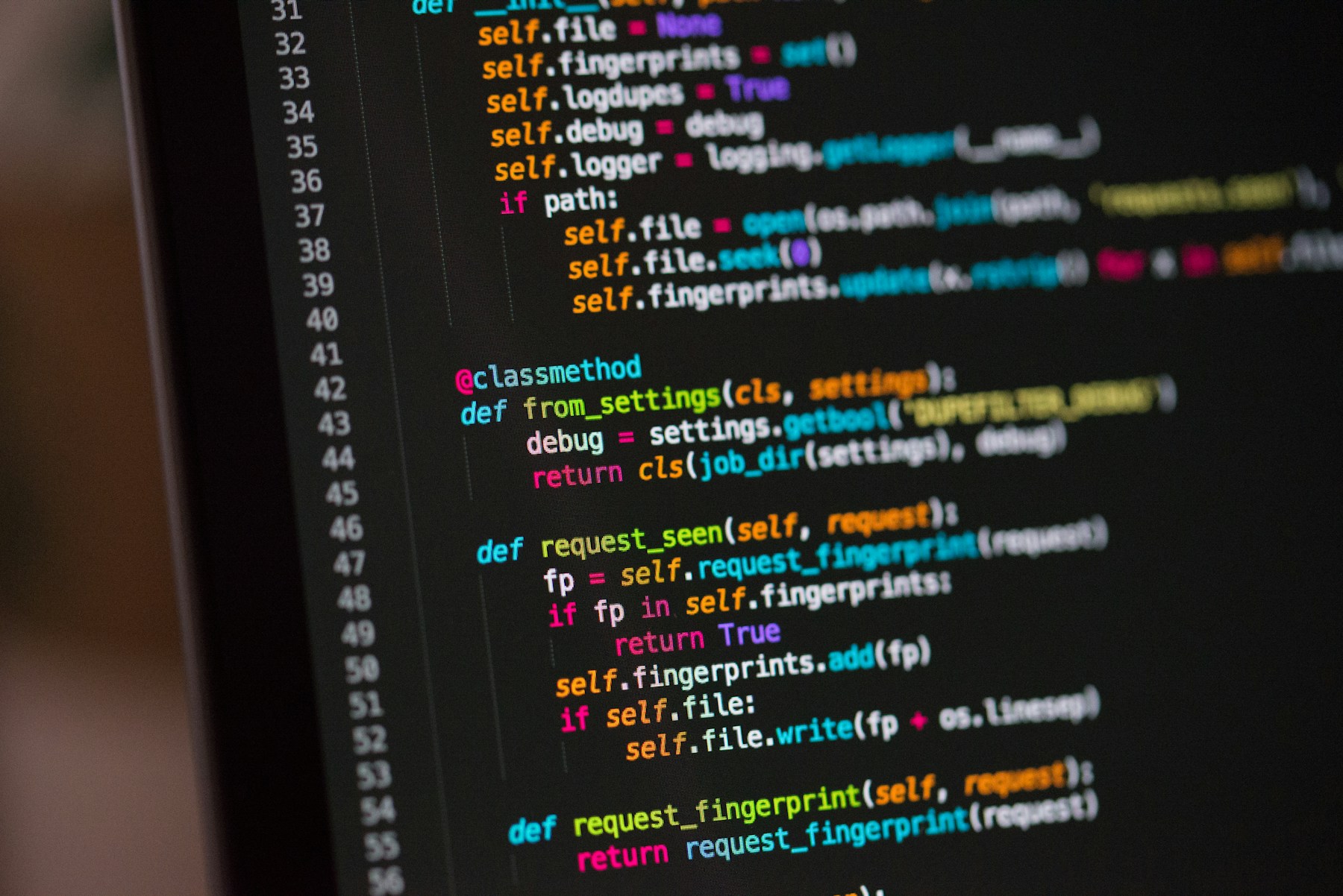 Close-up of source code on a computer screen